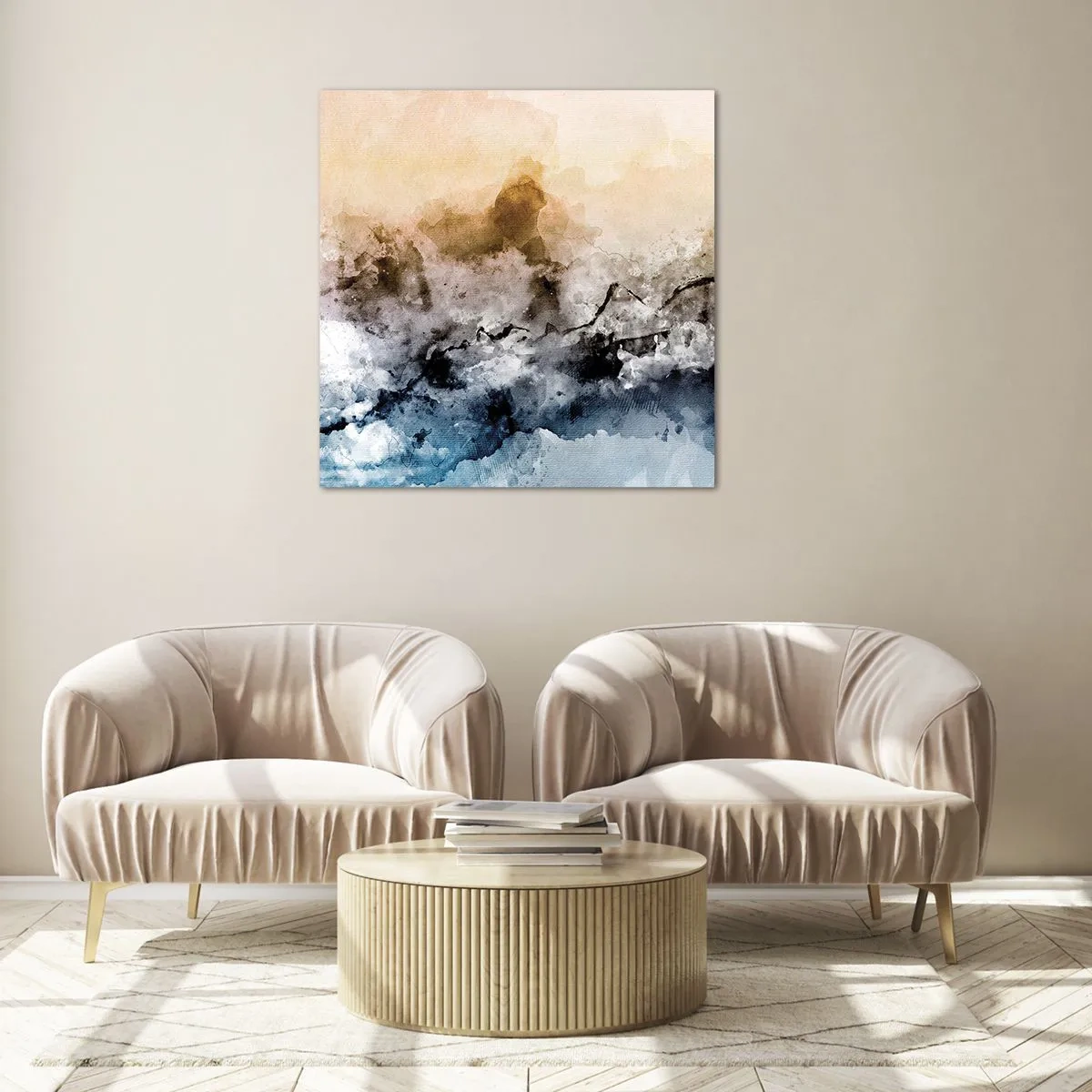 Cuadro sobre vidrio - Impresiones sobre Vidrio - Hundido en una nube de niebla - 50x50 cm