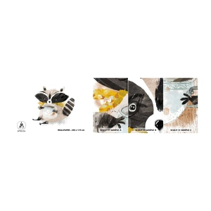 Muestra de fotomural autoadhesivo Deluxe Sticker - Mi amigo mapache - Para niños, Mapache, Gráficos - 100x30 cm