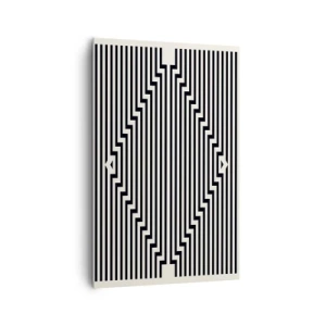 Cuadro sobre lienzo - Impresión de Imagen - Líneas blancas y negras que crean un efecto de ilusión geométrica. - 80x120cm - Ilusión geométrica - Decoración de pared moderna para salón y dormitorio ARTTOR
