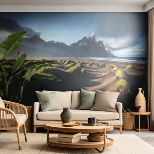 Fotomural personalizado Premium Sand - Armonía de los elementos - Paisaje, Islandia, Montañas
