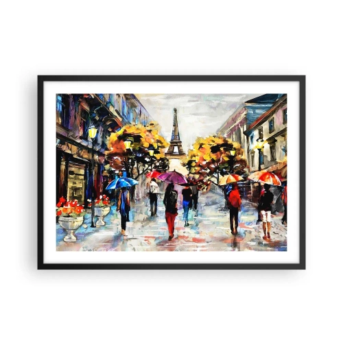 Póster en marco negro - Un paseo otoñal por París con vistas a la Torre Eiffel - 70x50cm - Especialmente hermoso en otoño - Decoración de pared moderna para salón y dormitorio ARTTOR