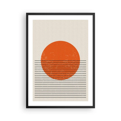 Póster en marco negro - Una puesta de sol minimalista en forma geométrica. - 50x70cm - Siempre el sol - Decoración de pared moderna para salón y dormitorio ARTTOR