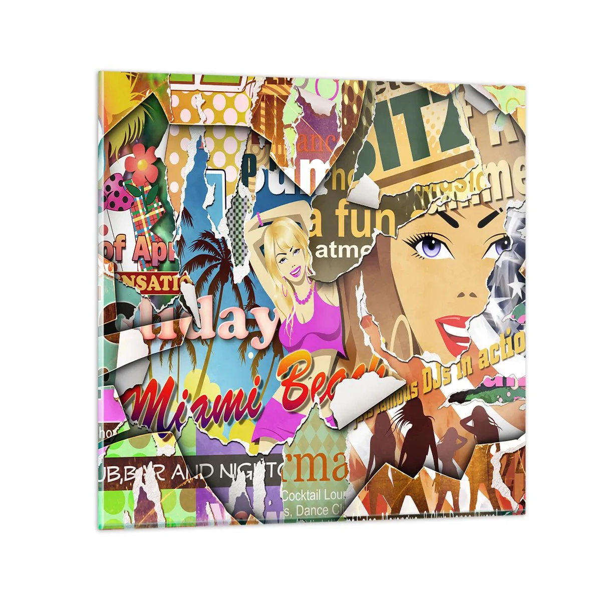 Cuadro sobre vidrio - Impresiones sobre Vidrio - Recuerdos de las vacaciones - 50x50 cm