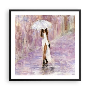 Póster en marco negro - En la lluvia de lilas - 60x60 cm