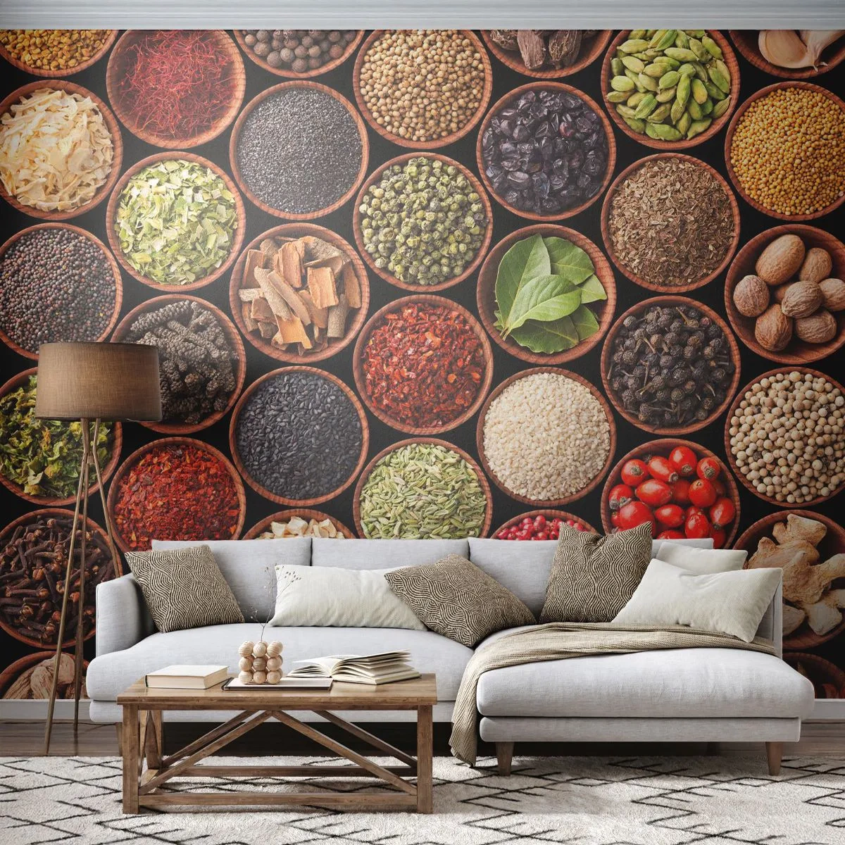 Fotomural Premium Canvas - Todos los sabores del mundo - Gastronomía, Especias, Hierbas secas - 400x280 cm