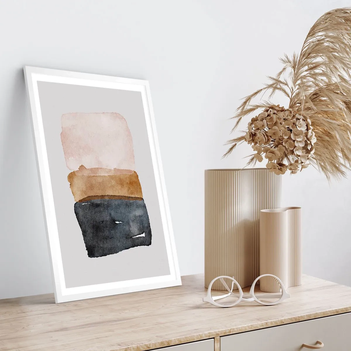 Póster en marco blanco - Una composición de colores tierra - 30x40 cm