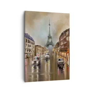 Cuadro sobre lienzo - Impresión de Imagen - Paisaje urbano nocturno de París con vistas a la Torre Eiffel - 50x70cm - Solo ella importa - Decoración de pared moderna para salón y dormitorio ARTTOR