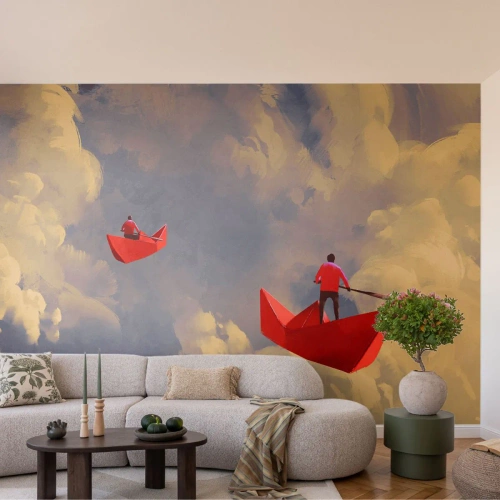 Fotomural Autadhesivo Deluxe Sticker - El viaje de un soñador - Abstracción, Fantasía, Origami - 400x280 cm