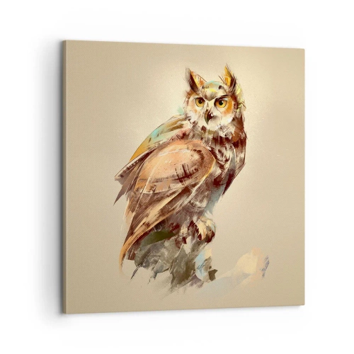 Cuadro sobre lienzo - Impresión de Imagen - Sabiduría de búho - 60x60 cm