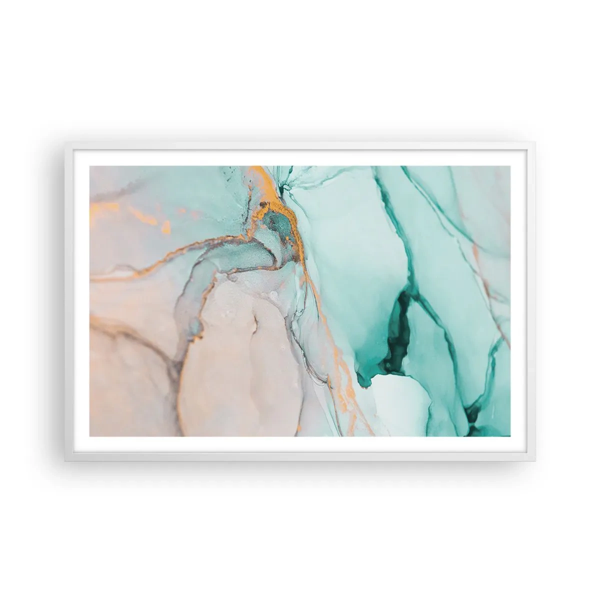 Póster en marco blanco - Danza de formas y colores - 91x61 cm