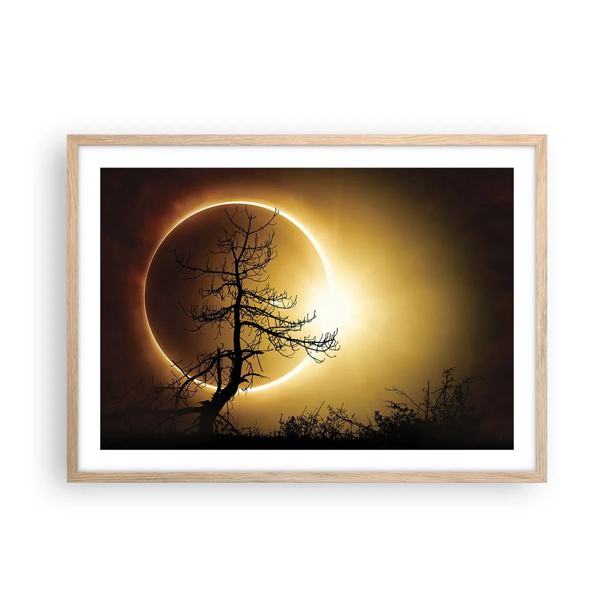 Póster en marco roble claro - Eclipse total - 70x50 cm