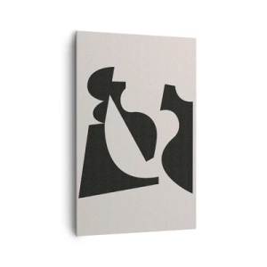 Cuadro sobre lienzo - Impresión de Imagen - Composición geométrica abstracta en blanco y negro - 80x120cm - Para automontaje - Decoración de pared moderna para salón y dormitorio ARTTOR