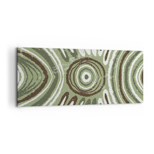 Cuadro sobre lienzo - Impresión de Imagen - Patrones abstractos en tonos verdes y marrones. - 120x50cm - Explosión de emociones - Decoración de pared moderna para salón y dormitorio ARTTOR