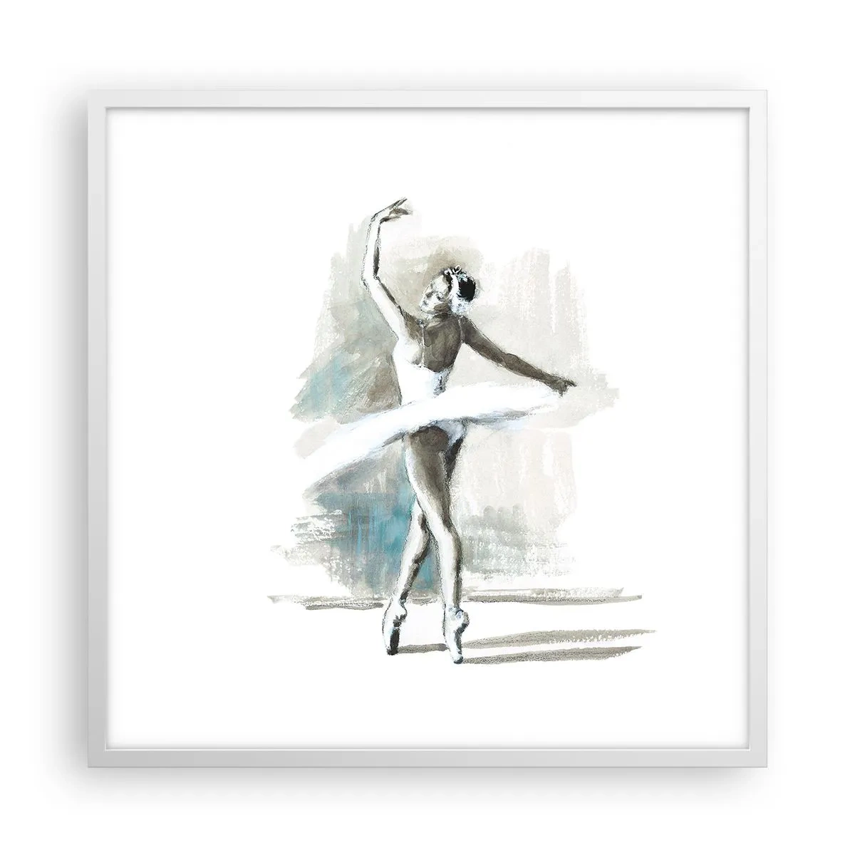 Póster en marco blanco - Encantada por un cisne - 60x60 cm