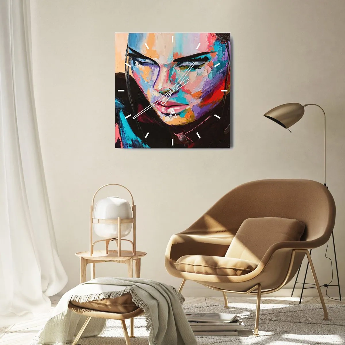 Reloj de pared - Reloj de vidrio - Salvaje de corazón - 40x40 cm