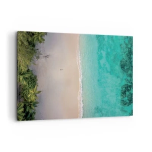 Cuadro sobre lienzo - Impresión de Imagen - Vista aérea de una playa tropical con agua turquesa. - 120x80cm - Playa del paraíso - Decoración de pared moderna para salón y dormitorio ARTTOR