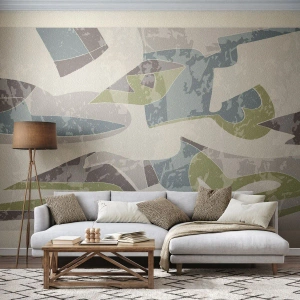 Fotomural Premium Sand - Composición tras vidriera - formas, Abstracción, Pastel - 250x175 cm