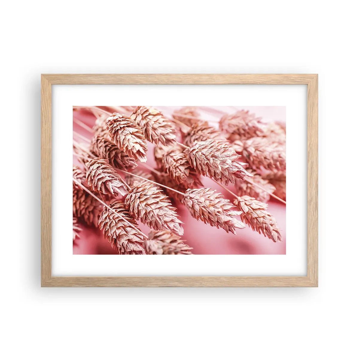 Póster en marco roble claro - Estructura floral en rosa - 40x30 cm
