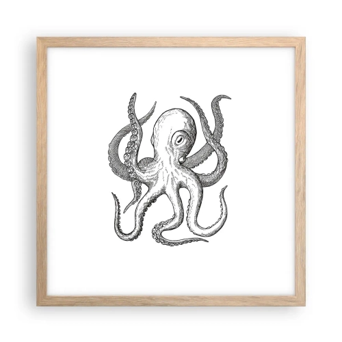 Póster en marco roble claro - Bailando con olas - 40x40 cm