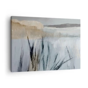 Cuadro sobre lienzo - Impresión de Imagen - Un pintoresco paisaje invernal con campos y pastos. - 70x50cm - Campos de invierno - Decoración de pared moderna para salón y dormitorio ARTTOR