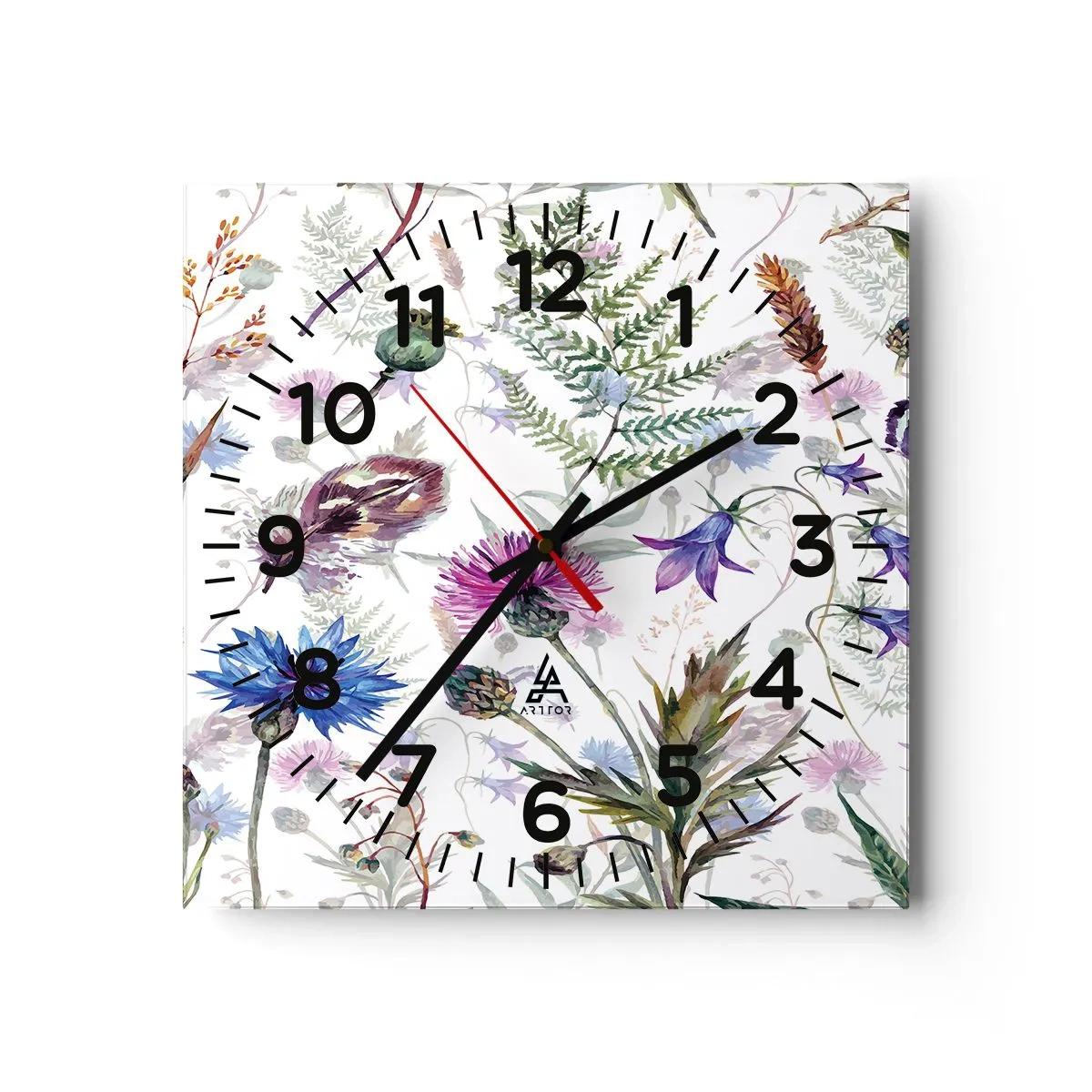 Reloj de pared - Reloj de vidrio - Herbario polaco - 40x40 cm