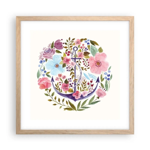 Póster en marco roble claro - El sueño reparador de un marinero - 40x40 cm