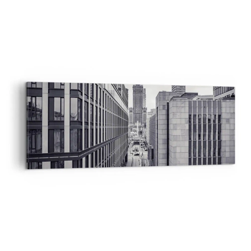 Cuadro sobre lienzo - Impresión de Imagen - Panorama de Varsovia con vistas al Palacio de la Cultura y los edificios circundantes. - 140x50cm - Valle de Varsovia - Decoración de pared moderna para salón y dormitorio ARTTOR