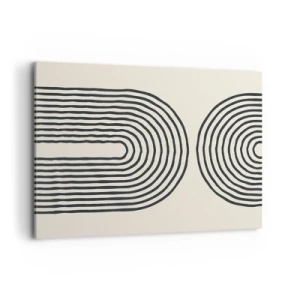 Cuadro sobre lienzo - Impresión de Imagen - Patrón geométrico abstracto con líneas simétricas sobre un fondo claro. - 100x70cm - Próximamente... - Decoración de pared moderna para salón y dormitorio ARTTOR