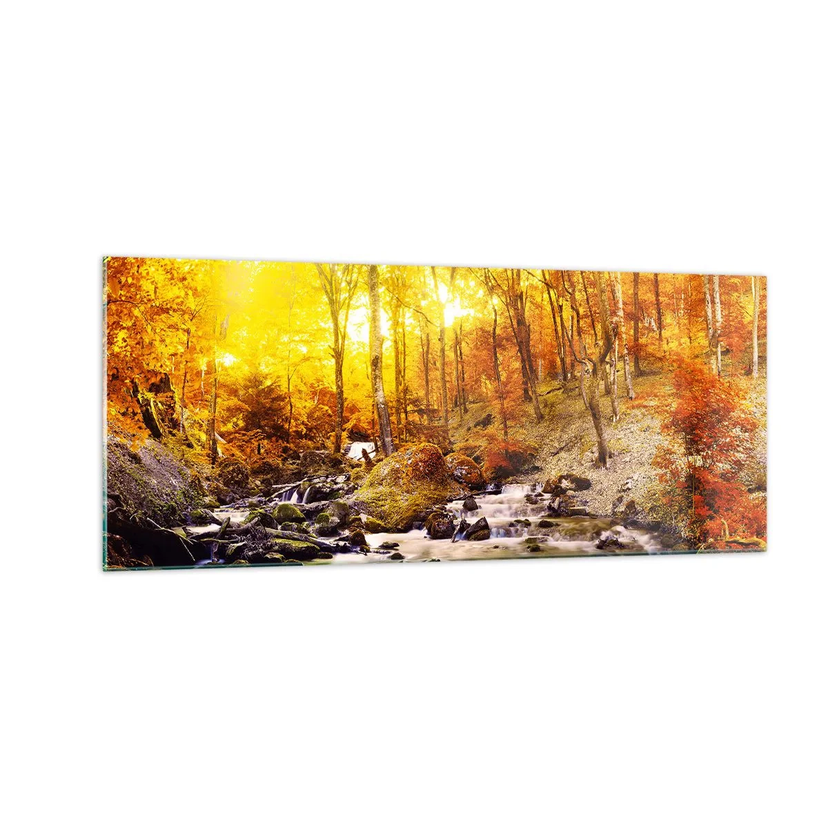 Cuadro sobre vidrio - Impresiones sobre Vidrio - Piedras bañadas en oro y platino - 100x40 cm