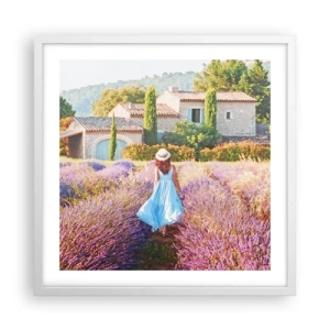 Póster en marco blanco - La chica de la lavanda - 50x50 cm