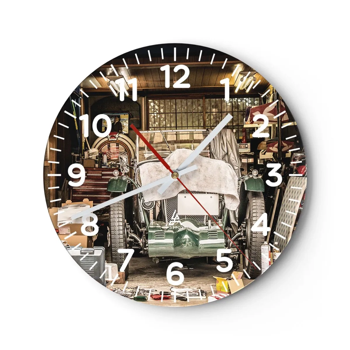 Reloj de pared - Reloj de vidrio - Volver al pasado - 40x40 cm