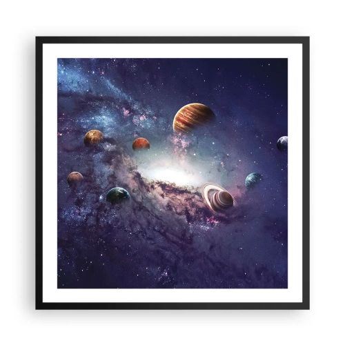 Póster en marco negro - La danza alrededor del Sol - 60x60 cm