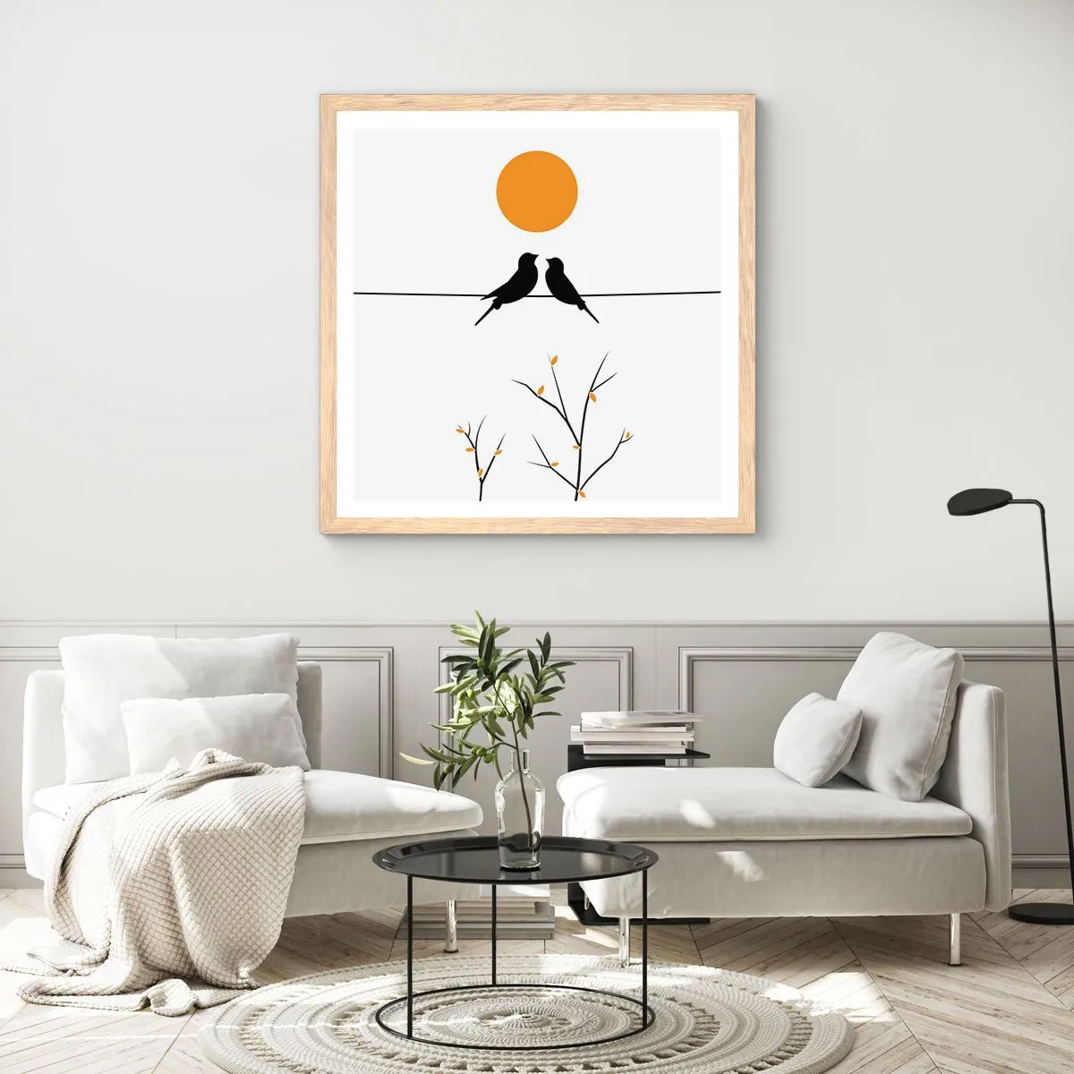 Póster en marco roble claro - Noche de ruiseñores - 30x30 cm