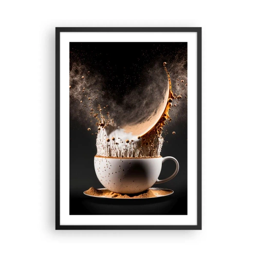 Póster en marco negro - Una explosión dinámica de café en una taza. - 50x70cm - Una explosión de sabor - Decoración de pared moderna para salón y dormitorio ARTTOR
