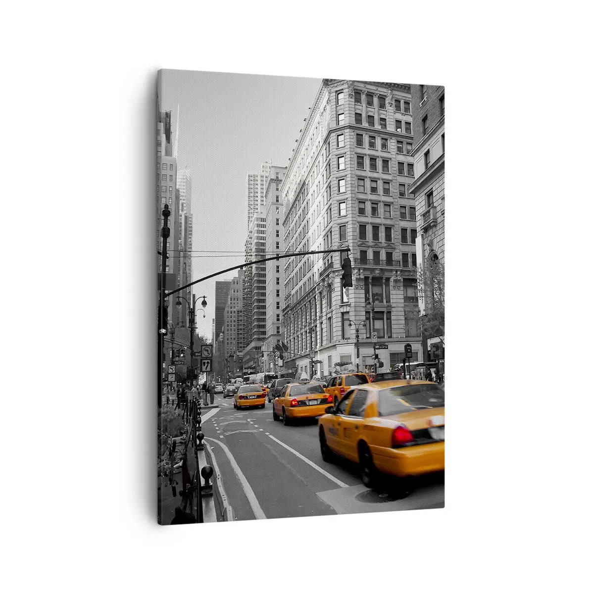 Cuadro sobre lienzo - Impresión de Imagen - Taxis amarillos en las calles de Nueva York - 50x70cm - Los soles de la gran ciudad - Decoración de pared moderna para salón y dormitorio ARTTOR