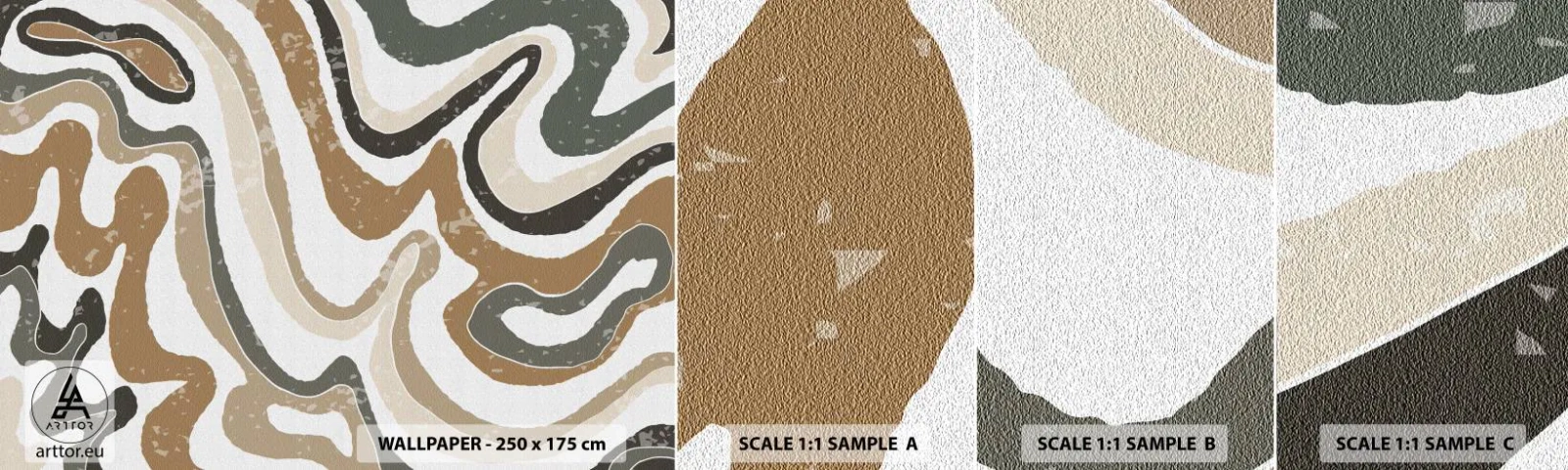 Muestra De Fotomural Standard Eco - Meandros de colores terrosos - Abstracción, Pedazo, bohemia - 100x30 cm