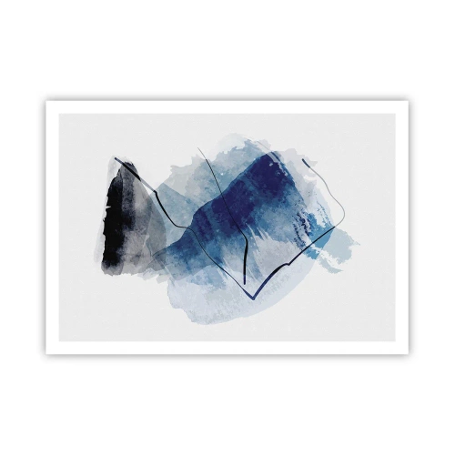 Póster - Formas abstractas en tonos azules con líneas delicadas. - 100x70cm - Montaña helada - Decoración de pared moderna para salón y dormitorio ARTTOR
