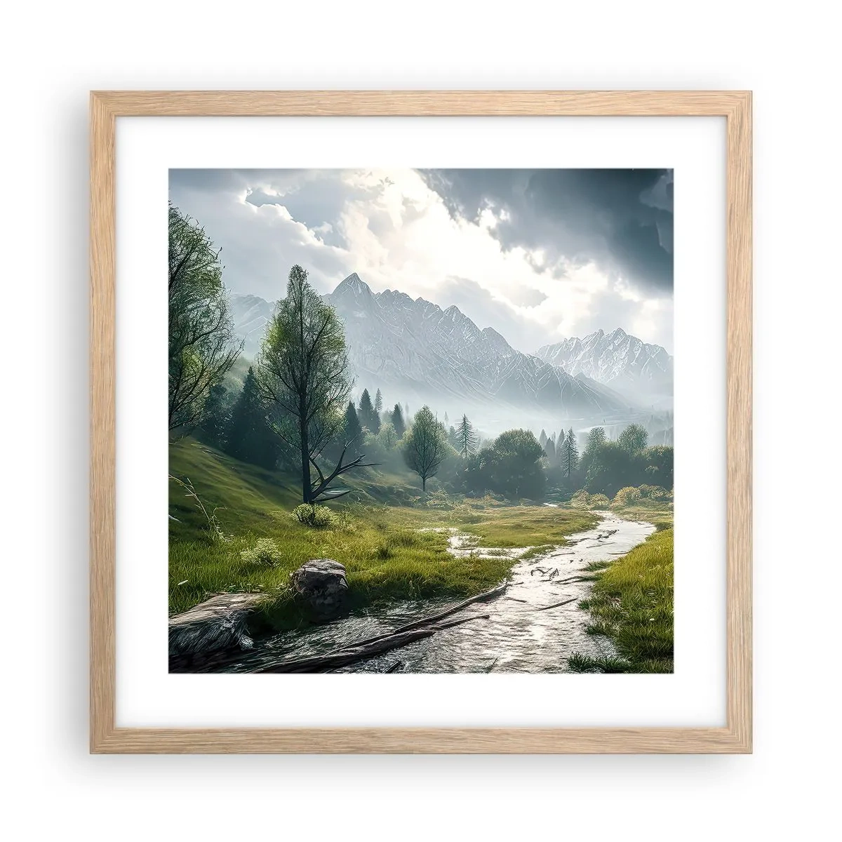 Póster en marco roble claro - De ida y vuelta - 40x40 cm