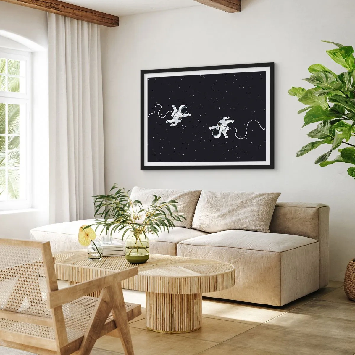 Póster en marco negro - Danza cósmica - 70x50 cm