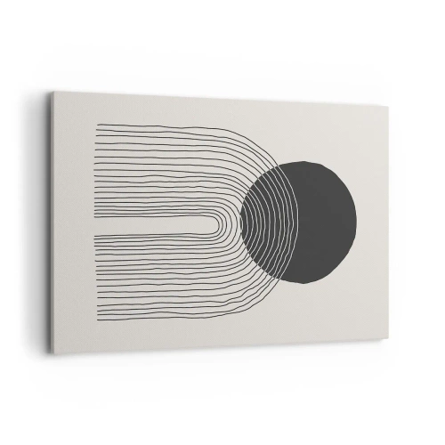 Cuadro sobre lienzo - Impresión de Imagen - Patrón abstracto con líneas y un círculo negro sobre un fondo claro - 100x70cm - Temblor y certeza - Decoración de pared moderna para salón y dormitorio ARTTOR