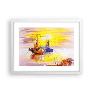 Póster en marco blanco - Un merecido descanso en el puerto - 40x30 cm