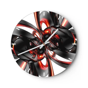 Reloj de pared - Reloj de vidrio - Patrón abstracto con formas rojas y negras - 30x30cm - Movimiento en grafito y rojo - Decoración de pared moderna para salón, cocina y dormitorio ARTTOR