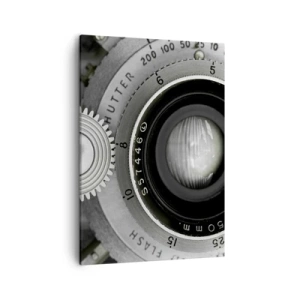 Cuadro sobre lienzo - Impresión de Imagen - La lente de una cámara antigua - 50x70cm - Una historia de Hollywood - Decoración de pared moderna para salón y dormitorio ARTTOR