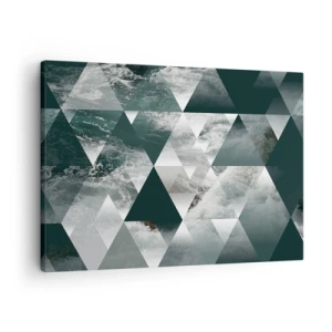 Cuadro sobre lienzo - Impresión de Imagen - Patrón geométrico con motivo de ondas en tonos verdes. - 70x50cm - Una perspectiva de cristal - Decoración de pared moderna para salón y dormitorio ARTTOR