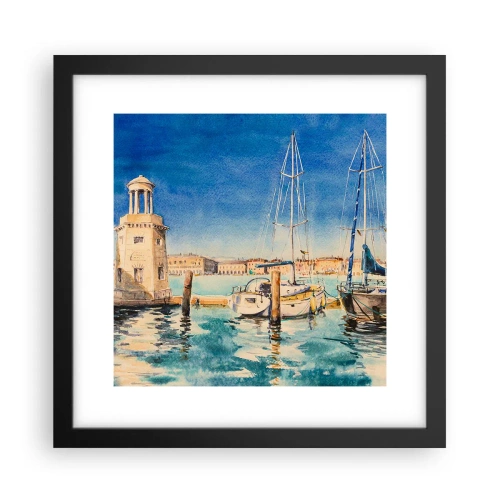 Póster en marco negro - Laguna soleada - 30x30 cm
