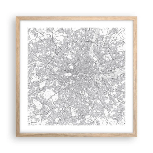 Póster en marco roble claro - Un mapa del laberinto de Londres - 50x50 cm