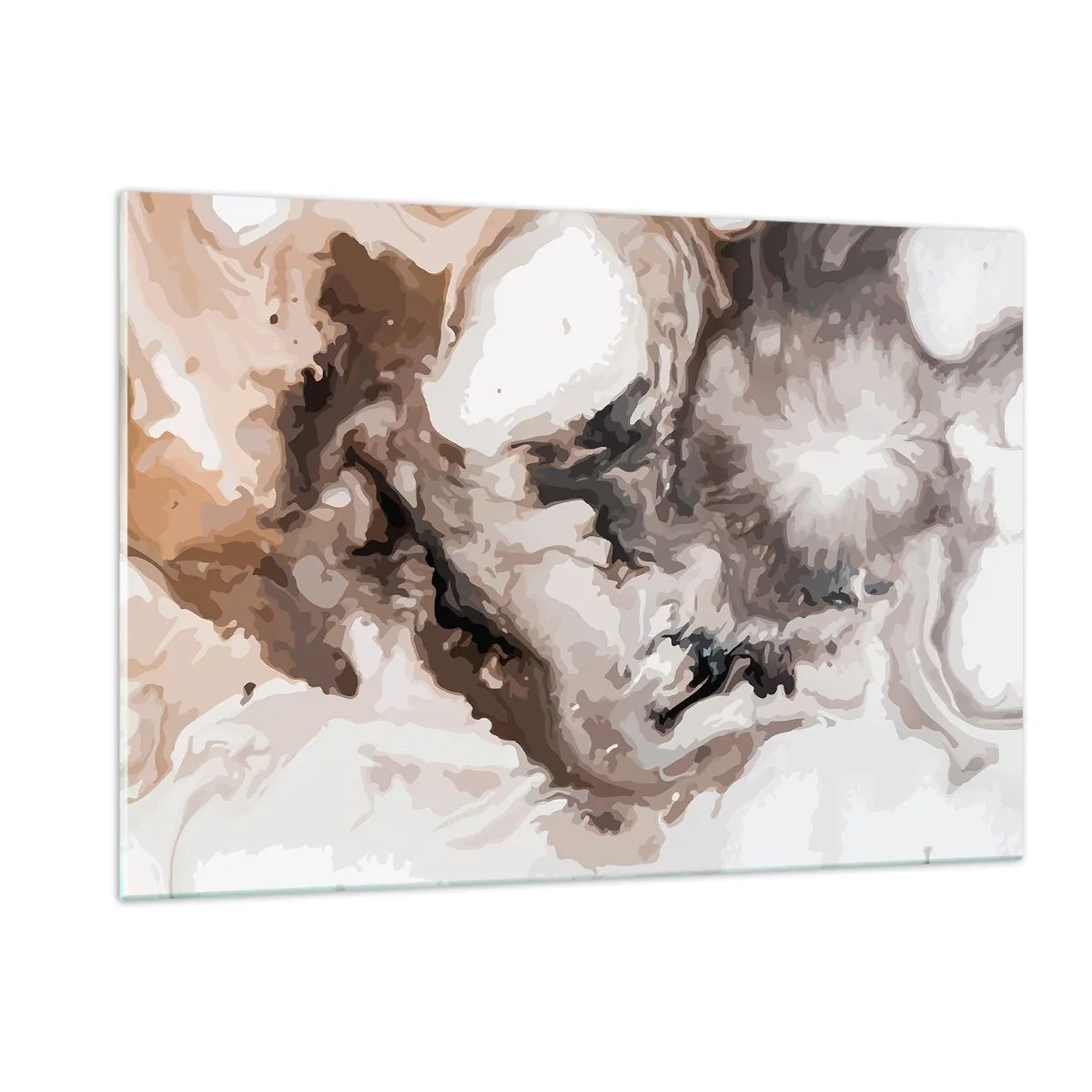 Cuadro sobre vidrio - Impresiones sobre Vidrio - Patrón abstracto en tonos marrón, beige y blanco. - 120x80cm - El nacimiento de una galaxia - Decoración de pared moderna para salón y dormitorio ARTTOR