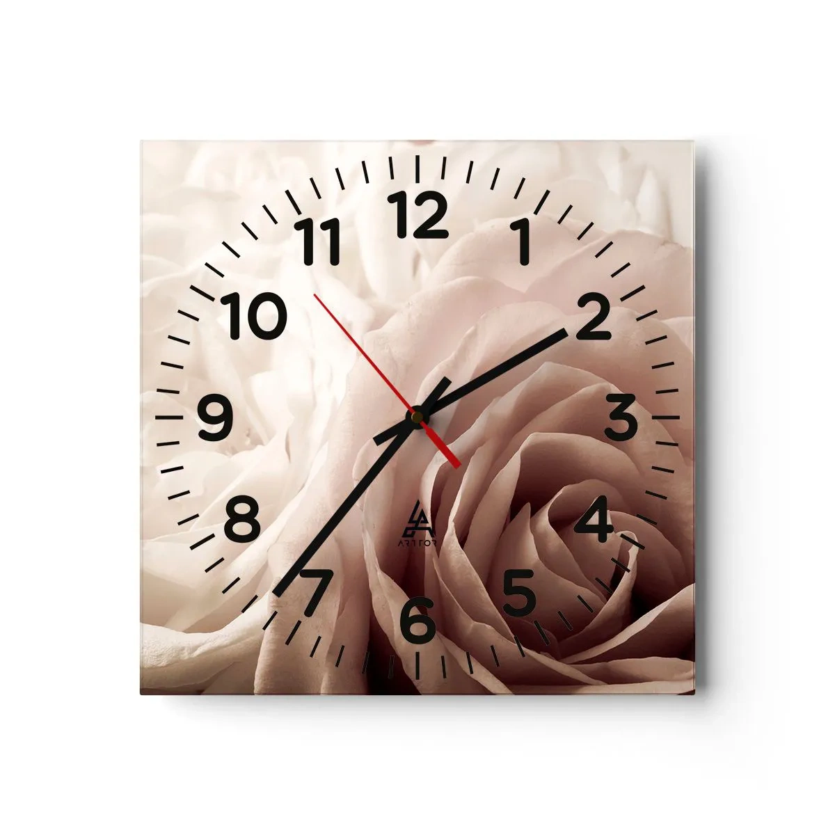 Reloj de pared - Reloj de vidrio - En el corazón de una rosa - 30x30 cm