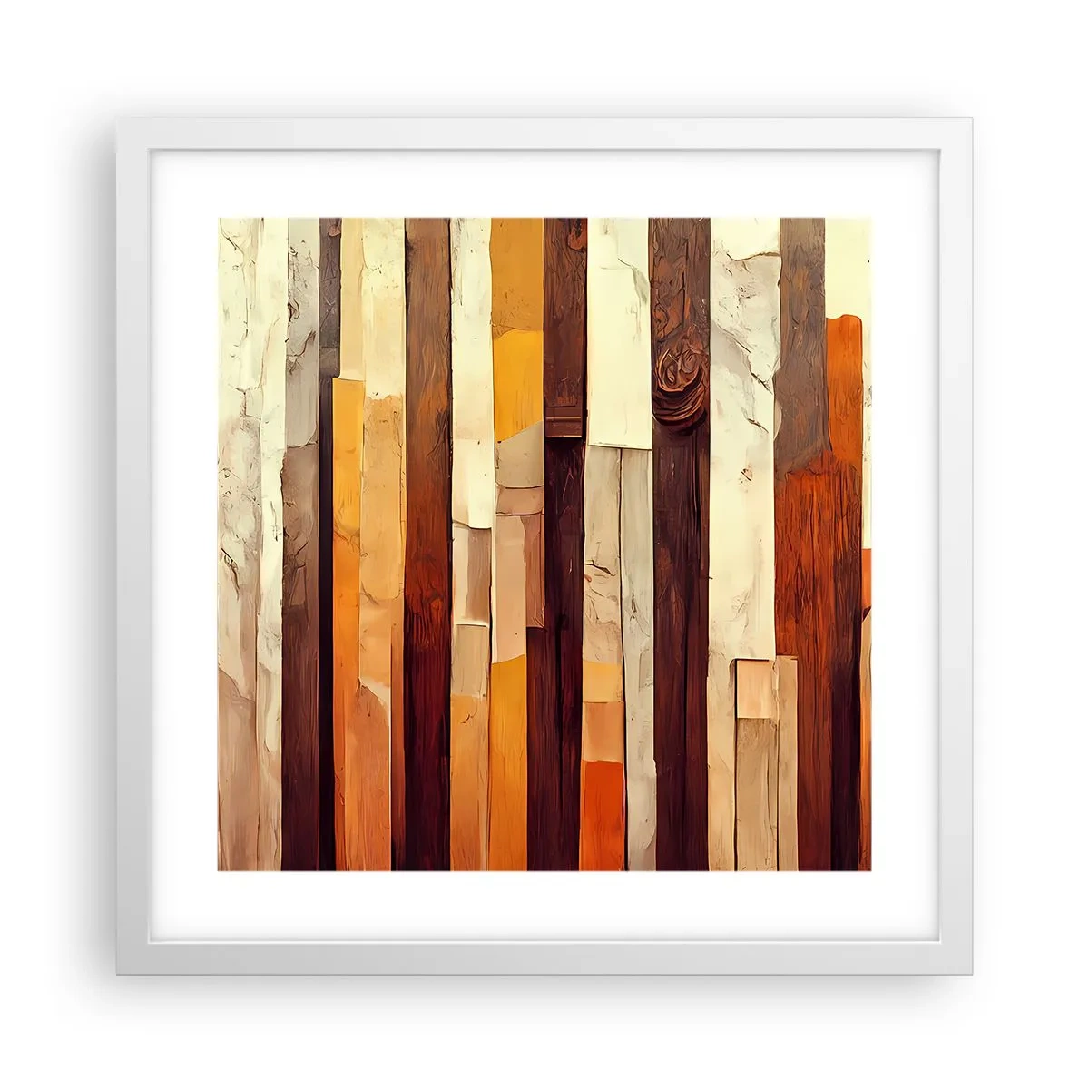 Póster en marco blanco - Himno de los árboles del bosque - 40x40 cm