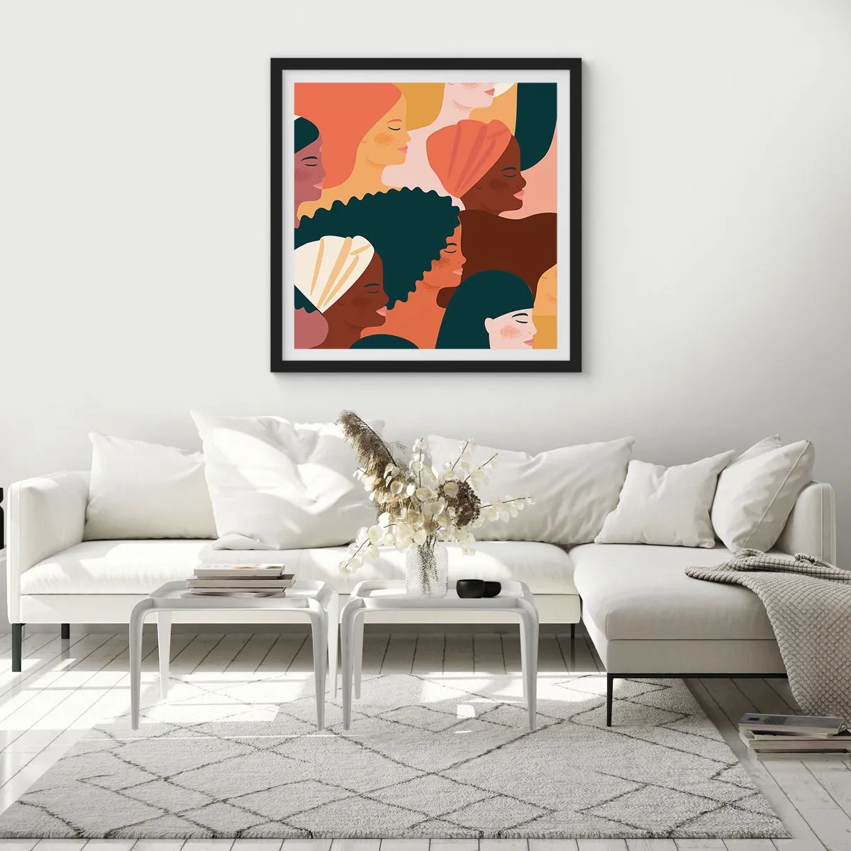 Póster en marco negro - La feminidad - 40x40 cm